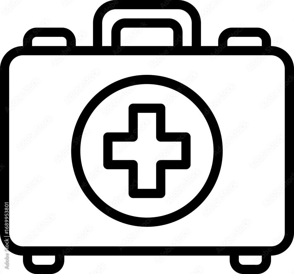 Fototapeta premium Black first aid bag icon - outline