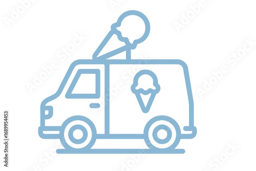 Wallpaper Mural Ice cream truck vector icon. Food van, summer dessert delivery. Mobile sweet shop symbol. Street food concept. Outline cartoon illustration for graphic and web design. Gelato car. Torontodigital.ca