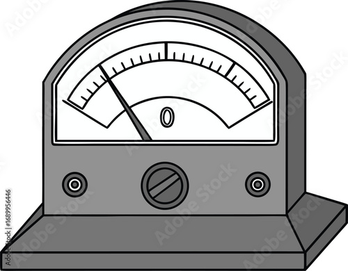 Galvanometer Electrical Measurement Illustration. Scientific Galvanometer Creative Artwork. Classic Galvanometer Device Drawing. Electrical Galvanometer Instrument Design. Laboratory Galvanometer Tech