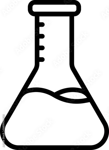 Black erlenmeyer flask icon - outline
