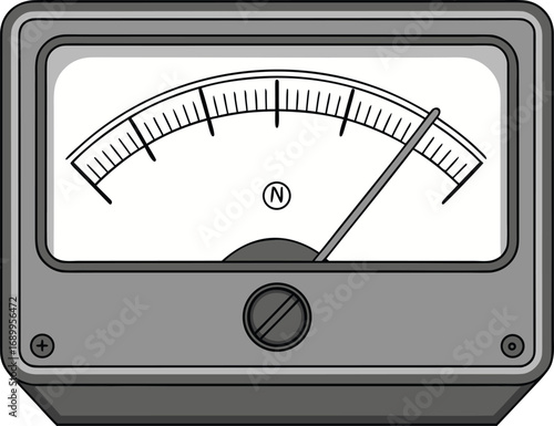 Galvanometer Electrical Measurement Illustration. Scientific Galvanometer Creative Artwork. Classic Galvanometer Device Drawing. Electrical Galvanometer Instrument Design. Laboratory Galvanometer Tech
