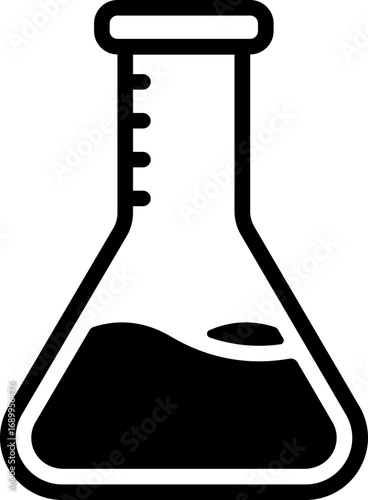Black erlenmeyer flask icon - solid