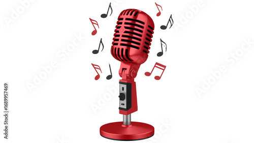 Sing your heart out with this vintage microphone and musical notes