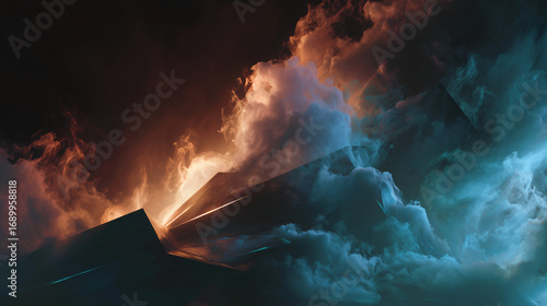 Dramatic abstract landscape with vibrant clouds
