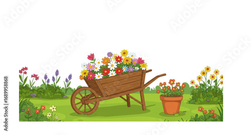 wheelbarrow with flowers