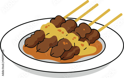 Satay skewers, a regional favorite, perfect for food blogs, menus, travel articles, and culinary websites with a taste for authenticity.