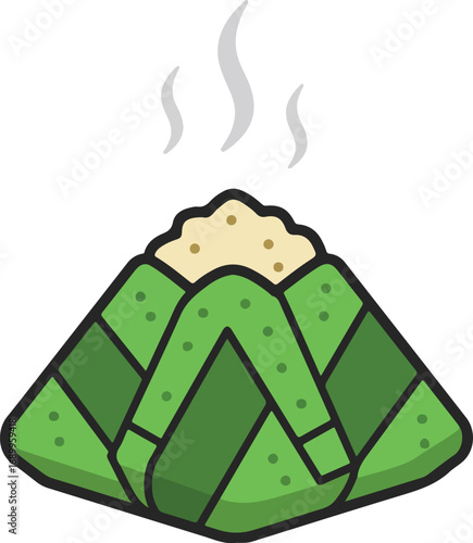 Hot savory sticky rice dumpling, zongzi. Perfect for food blogs, recipe websites, and asian cuisine publications.