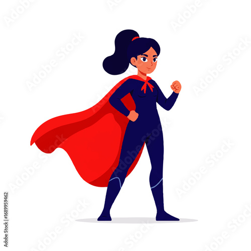 Empowered Female Superhero Character Standing Confidently.