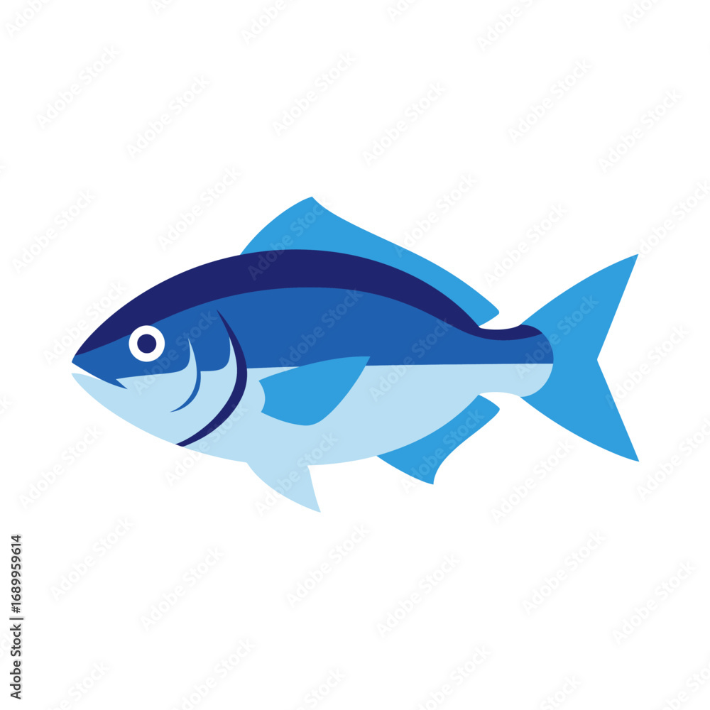 Fototapeta premium Stylized Blue Fish Illustration with Simple Design Elements