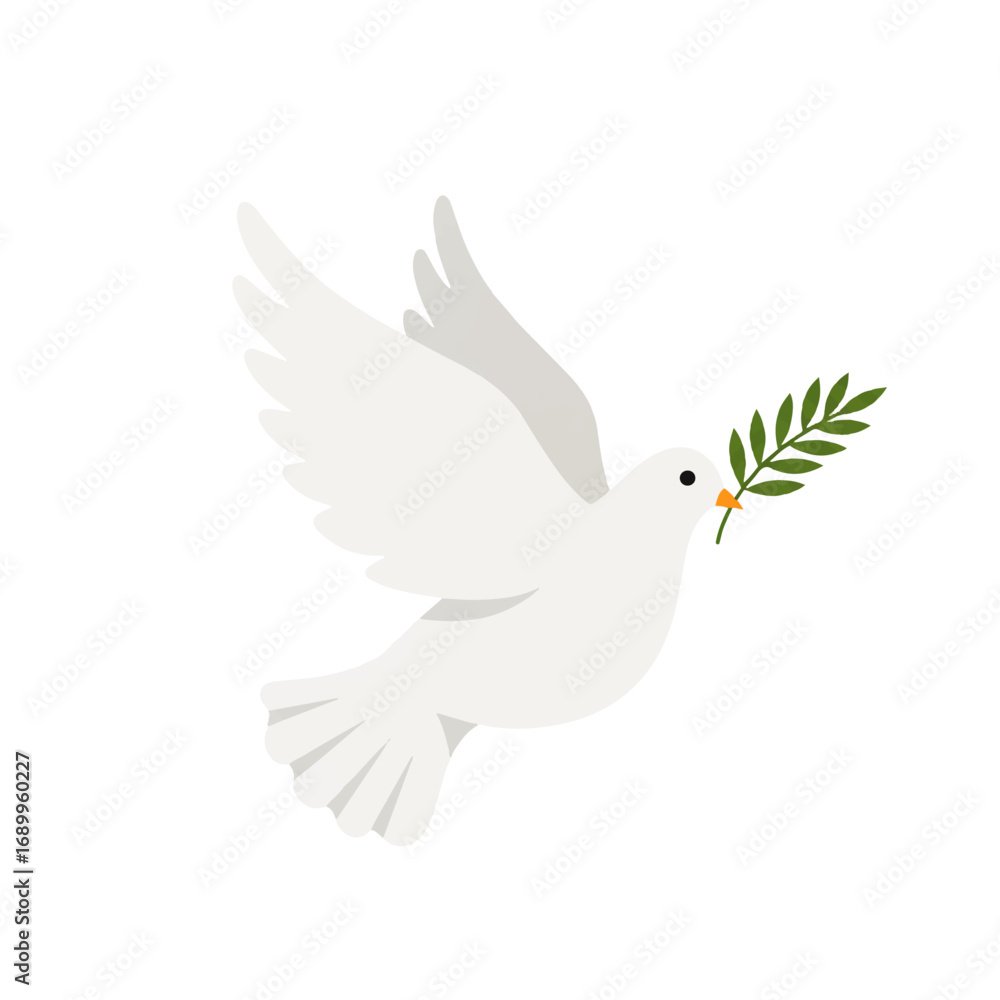 Obraz premium White Dove with Olive Branch Symbolizing Peace.