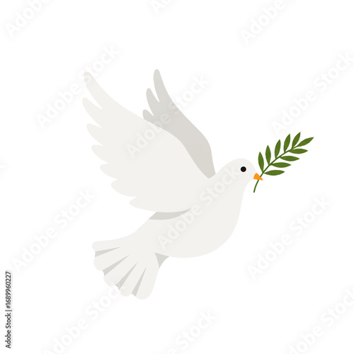 White Dove with Olive Branch Symbolizing Peace.