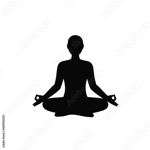 Yoga Meditation Pose Silhouette Icon for Mindfulness.