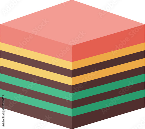 Layered block of diverse colors with a cube shape. Suitable for background designs, modern art themes, and creative concepts.