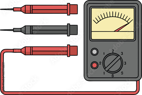 Voltmeter Electrical Measurement Illustration. Scientific Voltmeter Device Creative Artwork. Classic Voltmeter Laboratory Instrument Design. Digital Voltmeter Technical Illustration. Analog Voltmeter