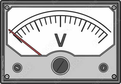 Voltmeter Electrical Measurement Illustration. Scientific Voltmeter Device Creative Artwork. Classic Voltmeter Laboratory Instrument Design. Digital Voltmeter Technical Illustration. Analog Voltmeter