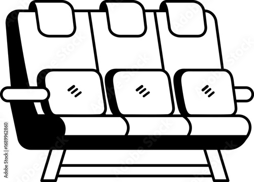 black and white illustration of an airplane seats