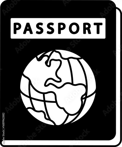 black and white illustration of a passport