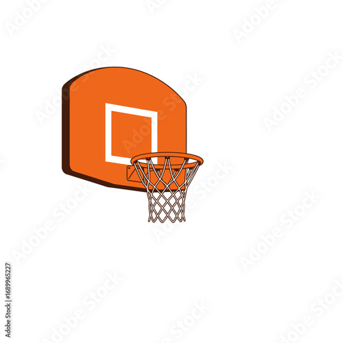 A simple illustration of a basketball hoop against a white background.