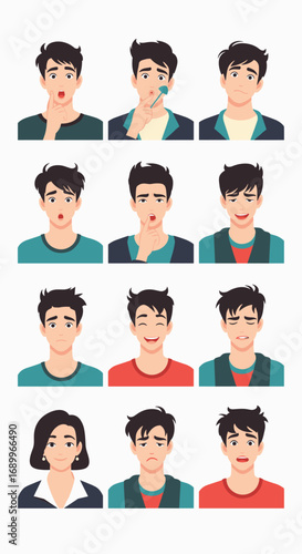 A collection of diverse human facial expressions showing a range of emotions and feelings