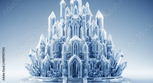 Explore a stunning crystal ice castle fantasy landscape digital art wallpaper background image for your design