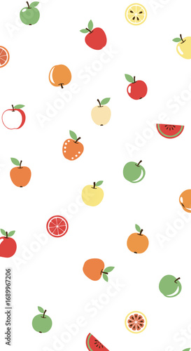 A whimsical assortment of fresh fruits with a charming pattern
