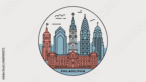Philadelphia Skyline Vector Illustration A Clean, Modern Cityscape Design