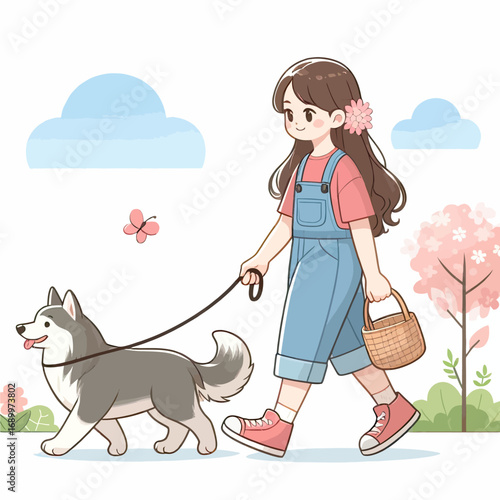Girl walking with dog (2)