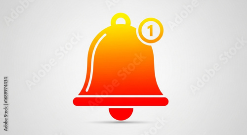 A vibrant orange notification bell icon with a 1 badge, , signaling a new message or alert for your attention