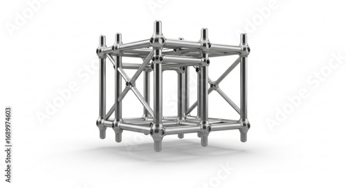 Metallic structure cube frame design, architectural construction, metal framework, structural engineering, steel