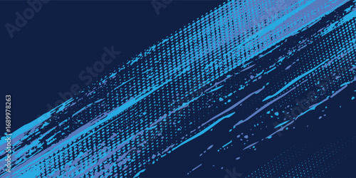 Blue brush grunge. Art sport style, halftone pattern. Blue combination grunge. Simple modern design. Vector illustration.