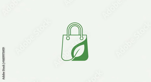 Ecofriendly shopping bag with leaf logo, representing sustainable and environmentally conscious consumerism choices