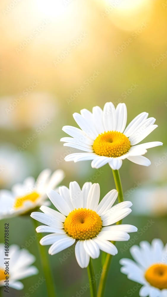 Fototapeta premium Close-up of blooming daisy flowers with soft natural background