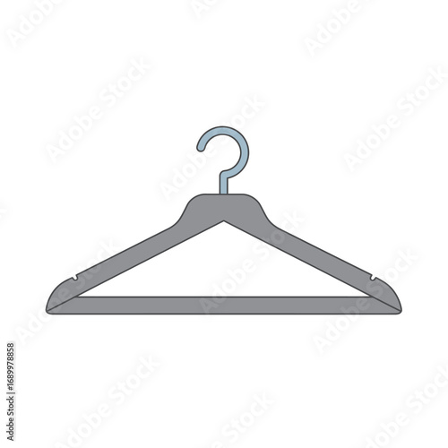 A simple gray clothes hanger designed for hanging garments.