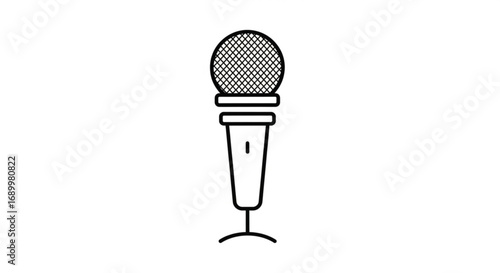 Illustration of a microphone, perfect for podcasting, broadcasting, or musicrelated projects, offering a clean and modern design