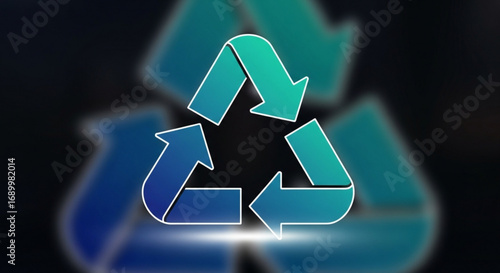 Recycle sign on dark background symbol for recycling, reuse, reduce, environment, waste management, sustainability, ecofriendly concept