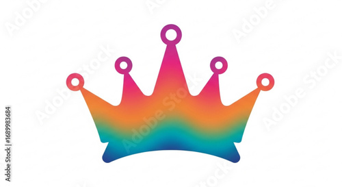 A colorful crown with a gradient of rainbow hues, symbolizing royalty, pride, and vibrant creativity for a clean look