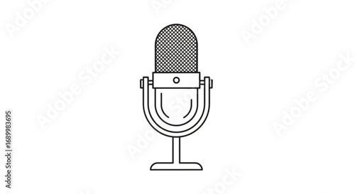Vintage microphone, a classic symbol of voice recording, broadcasting, and public speaking, perfect for podcasting and audio