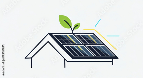 Solar panel on roof, representing sustainable energy, green technology, and ecofriendly living for a cleaner environment