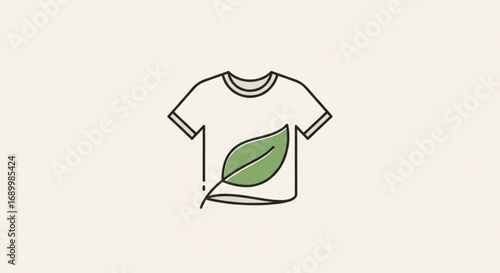 A tshirt with a leaf on it, , representing ecofriendly fashion, sustainable clothing, and organic apparel