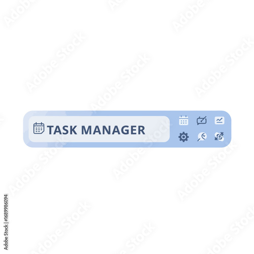 A user interface element labeled "Task Manager" with icons for scheduling and management.