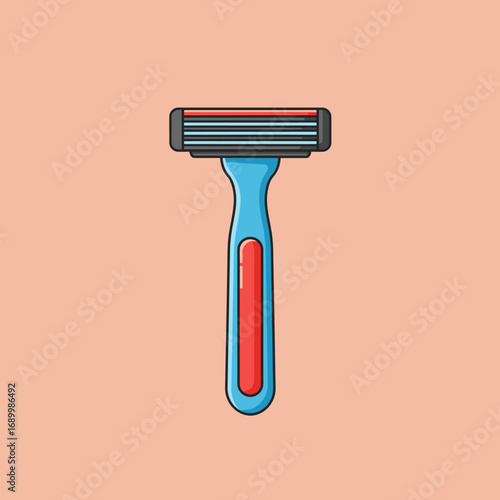 A blue and red razor designed for shaving.