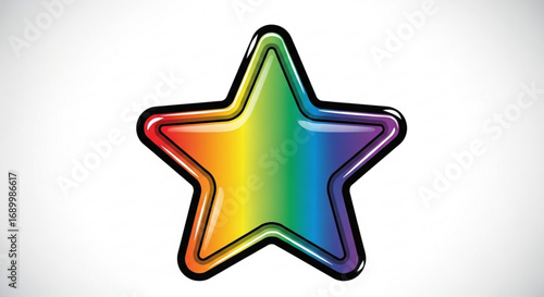 Rainbow colored star with glossy effect on, symbolizing diversity, pride, and support for the lgbtq community