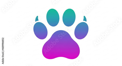Colorful paw print gradient vector illustration of a pets paw, perfect for animal lovers and petrelated designs