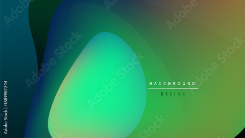 Abstract fluid shapes blend, creating vibrant gradients. Dark background emphasizes bright turquoise, green, yellow hues. Minimalist design.