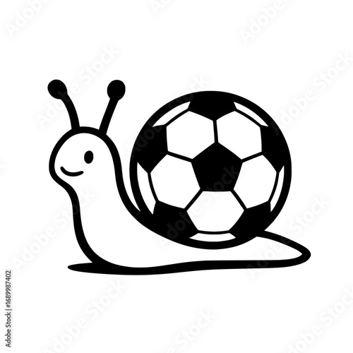 Cute Snail Cartoon with a Soccer Ball Shell.