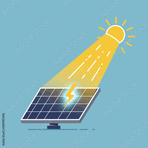 A solar panel absorbing sunlight to generate energy.
