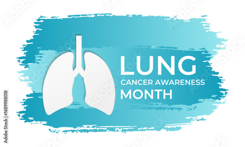 Lung Cancer Awareness Month in November highlights prevention, early detection, treatment, and support for those affected. White ribbon and  two  organ lungs. healthcare and medicine concept poster.