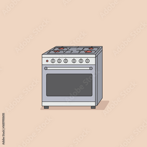 A modern kitchen stove with four burners and an oven, designed for cooking meals.