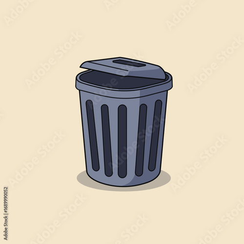 A simple illustration of a gray trash can with a lid, designed for waste disposal.