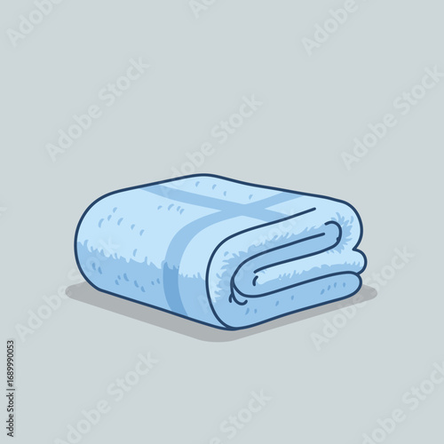 A neatly folded blue blanket, soft and cozy, ideal for warmth and comfort.